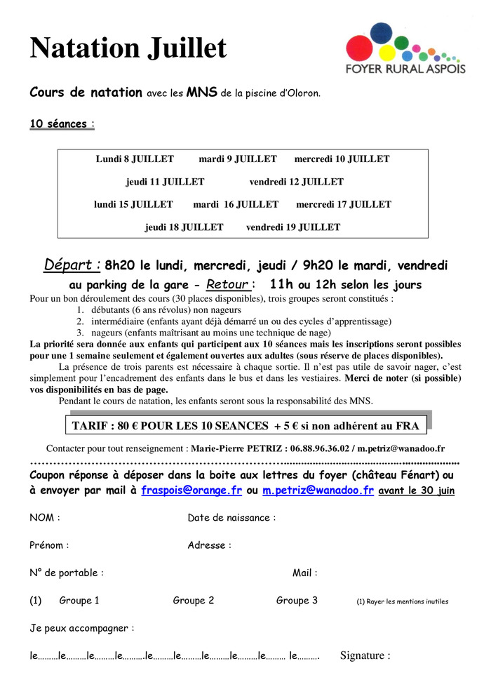 Foyer Rural Aspois Piscine Municipale Oloron Sainte Marie 8 Juillet