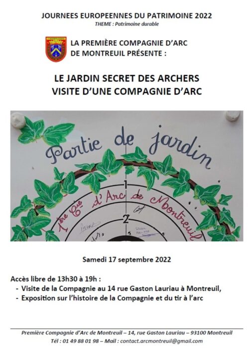 Visite du jardin d'arc de la 1ère Compagnie d'Arc de Montreuil 1ère Compagnie d'Arc de Montreuil Montreuil