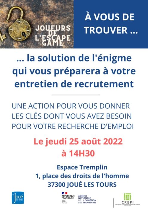 Escape Game 18/28 ans - Se préparer à l'emploi Espace Tremplin Joué-lès-Tours