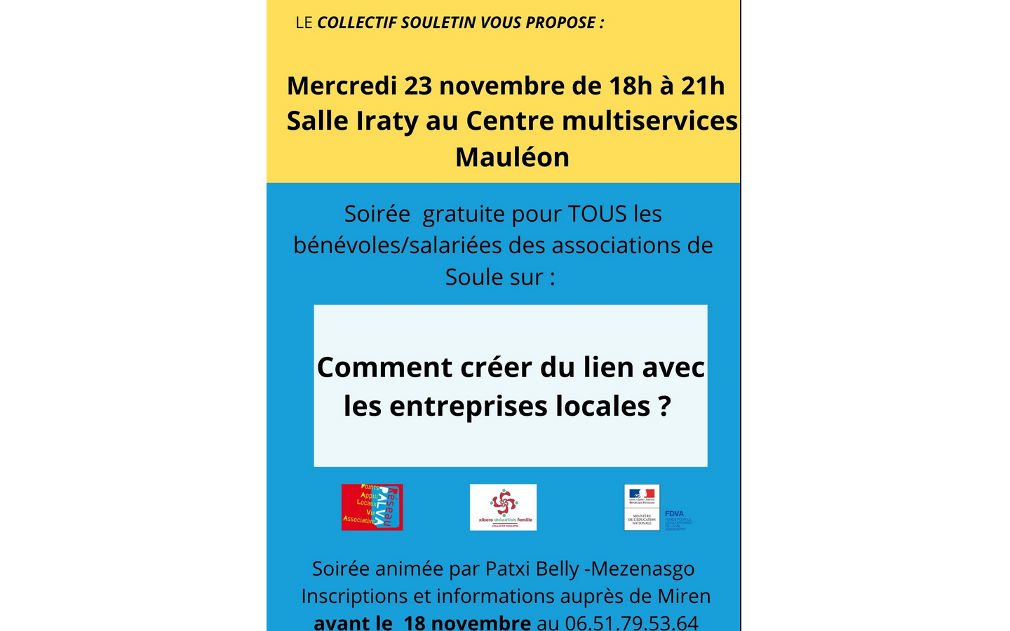 Atelier pour tous : comment créer du lien avec les entreprises locales ? Mauléon-Licharre   2022-11-23