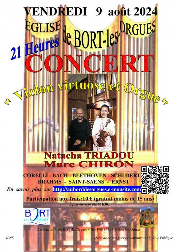 Concert Violon virtuose et orgue Eglise Saint-Germain Bort-les-Orgues