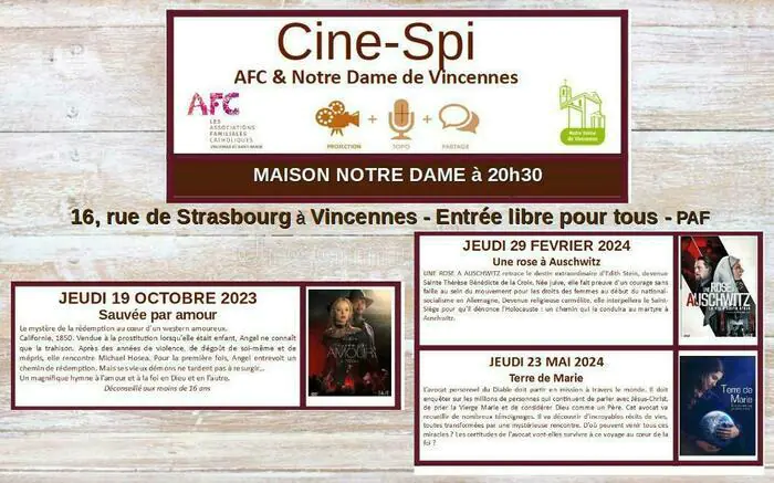 Projection du film Terre de Marie dans le cadre de CinéSpi Maison Notre Dame à Vincennes Vincennes