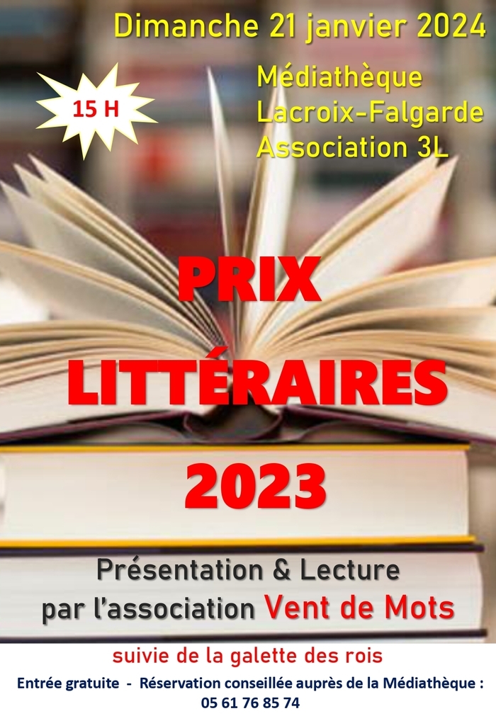 Présentation et lecture des prix littéraires 2023 par l'association Vent de Mots Médiathèque Lacroix-Falgarde