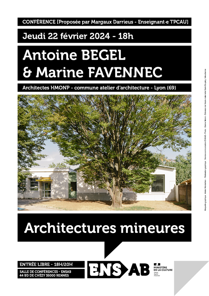 CYCLE DE CONFÉRENCES ENSAB 2023/2024 Ecole Nationale Supérieure d'Architecture de Bretagne (ENSAB) Rennes