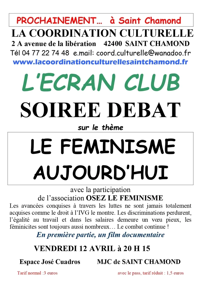 Le féminisme aujourd'hui MJC de Saint-Chamond Saint-Chamond