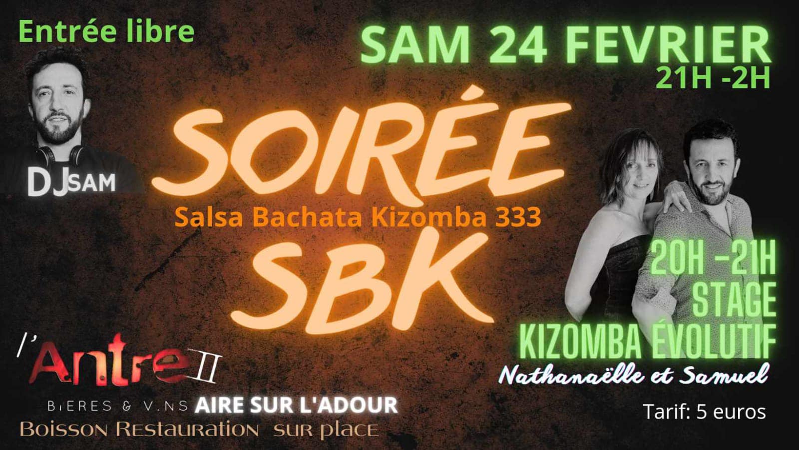 Soirée Salsa Bachatak Kizomba-L'Antre II
