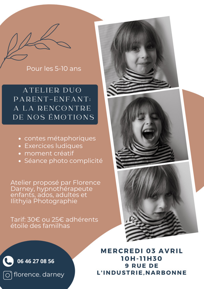 Atelier duo parent-enfant: A la rencontre de nos émotions cabinet de Florence Darney Narbonne