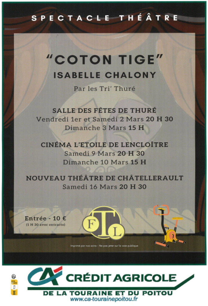 Pièce de théâtre "coton tige" salle polyvalente Thuré Thuré