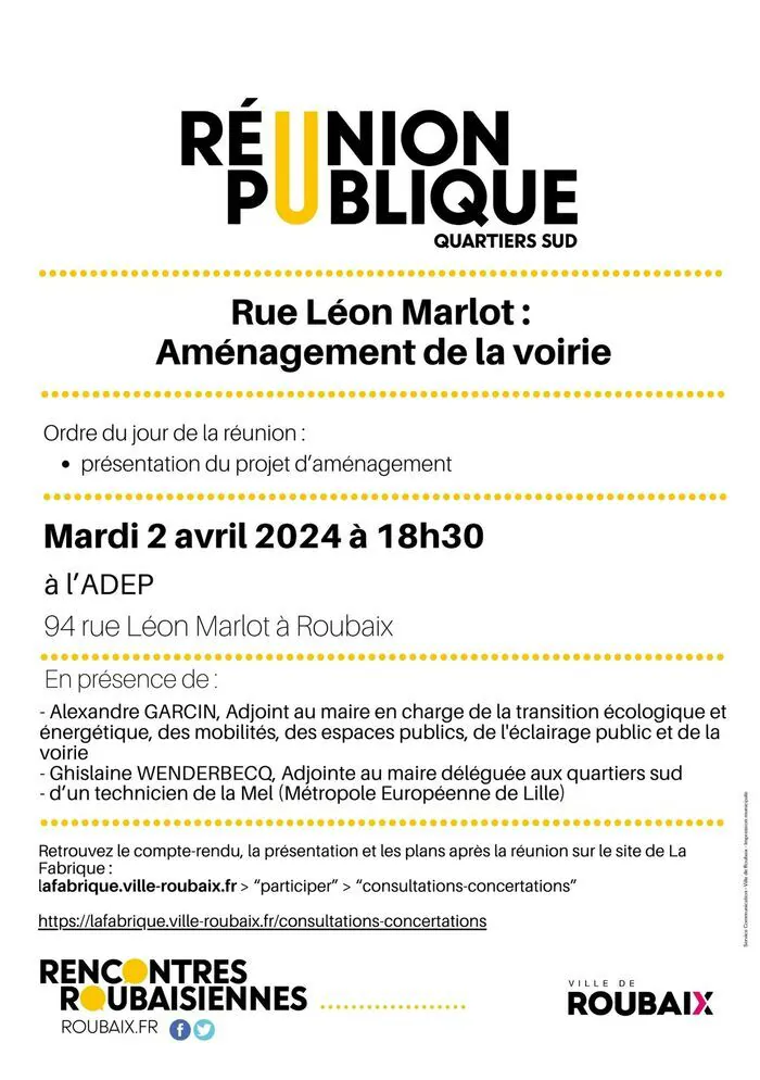 Rue Léon Marlot : Aménagement de la voirie ADEP de Roubaix Roubaix