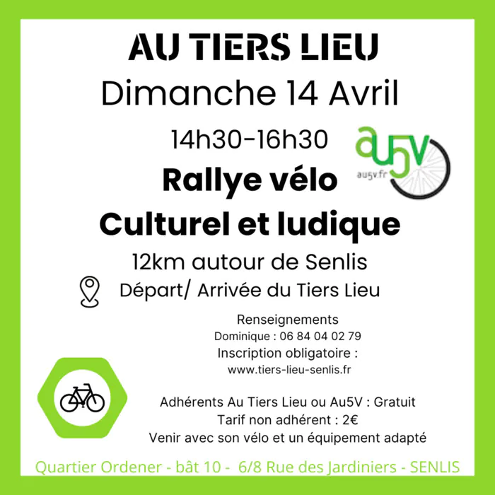 Rallye vélo culturel & ludique Au Tiers Lieu Senlis