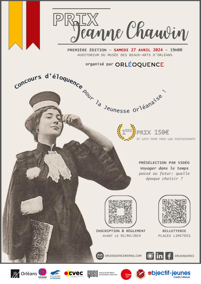 Prix Jeanne Chauvin - Concours d'éloquence pour la Jeunesse Orléanaise Auditorium du Musée des Beaux Arts Orléans