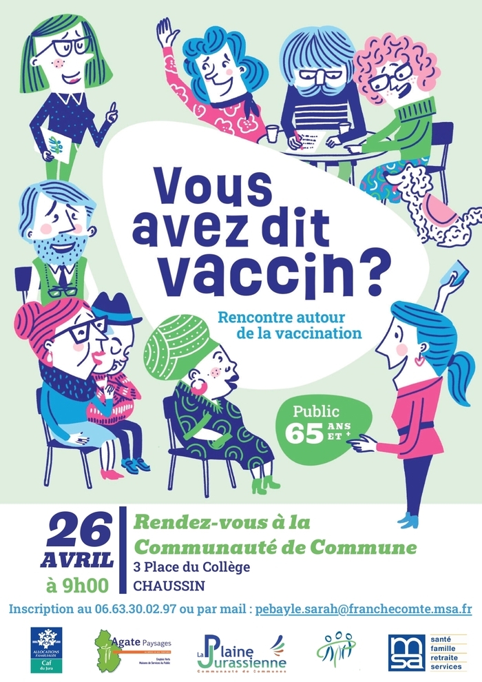 Atelier GRATUIT "Vous avez dit vaccin ?" à destination des séniors de 65 ans et + CC de la Plaine Jurassienne Chaussin