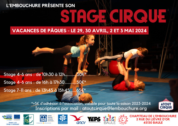 Stage d'initiation aux arts du cirque Chapiteau de L'Embouchure Baule