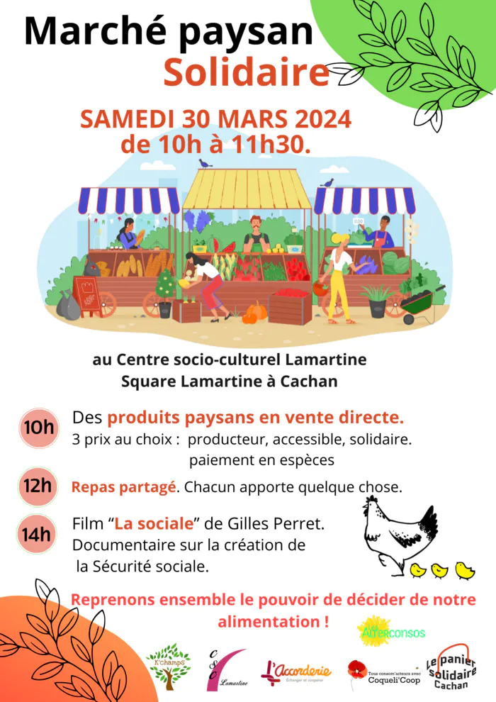 Marché paysan solidaire et projection du film de Gilles Perret "La Sociale" CSC Lamartine Cachan