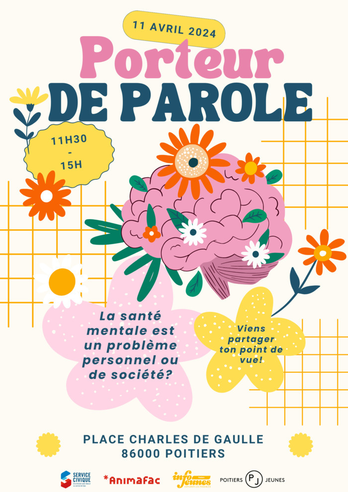 Porteur de parole : la santé mentale Devant Info Jeunes Poitiers Poitiers
