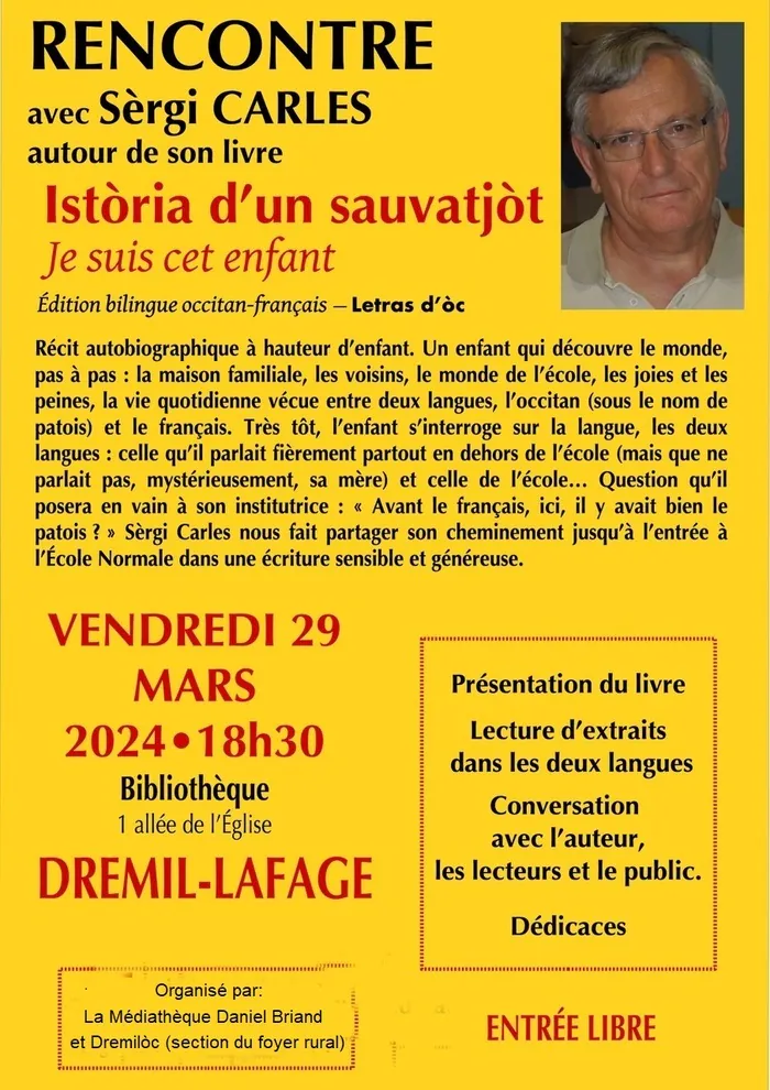 Présentation livre bilingue par Serge CARLES DREMIL-LAFAGE  Médiathèque Drémil-Lafage