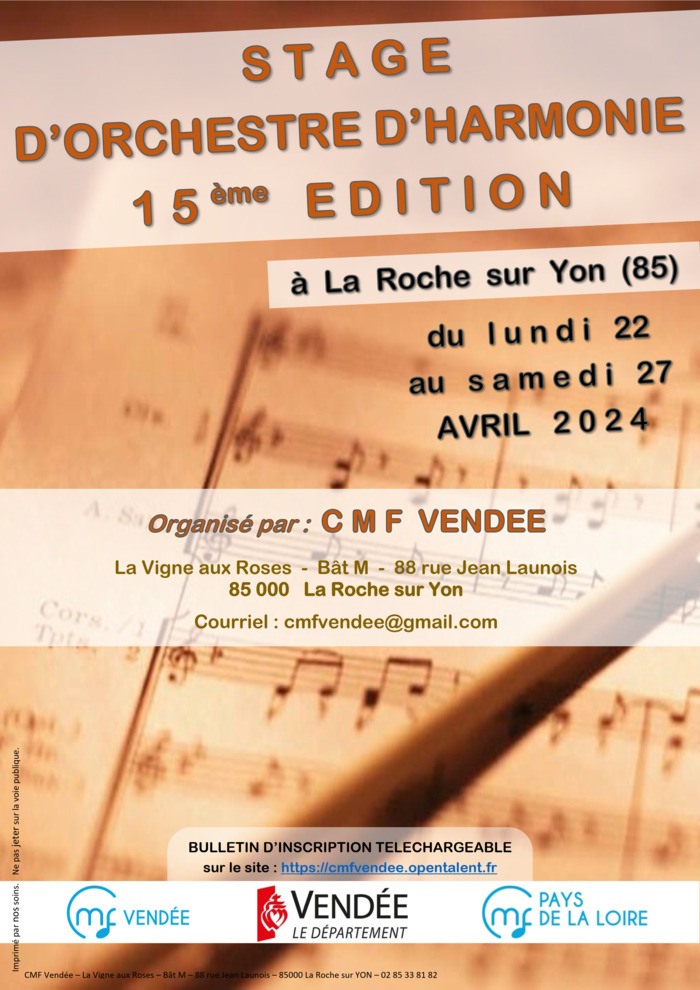 Stage d'Orchestre d'Harmonie 2024 (85) LYCEE LES ETABLIERES La Roche-sur-Yon