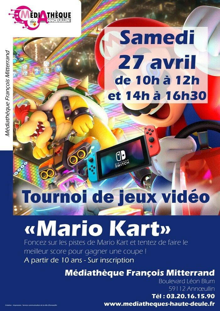 Tournoi de jeux vidéo - Mario Kart Médiathèque François Mitterrand - Annoeullin Annœullin