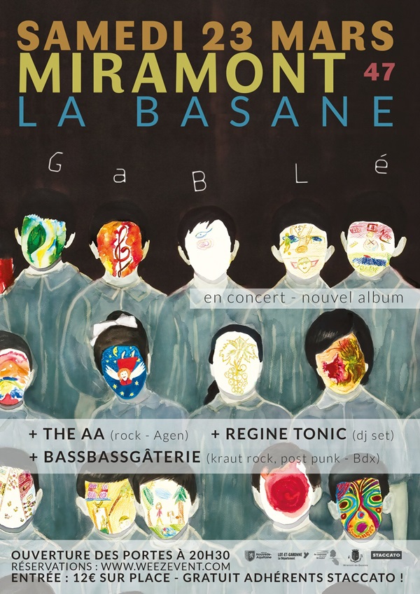 Concert Staccato Gablé + The AA+ Regine Tonic + Bassbassgâterie