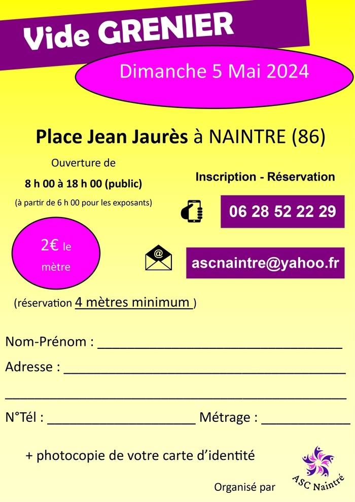 VIDE GRENIER NAINTRE- PLACE JEAN JAURES Naintré