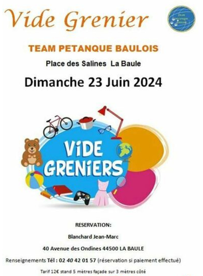 Vide greniers Team Petanque La Baule Place des Salines La baule