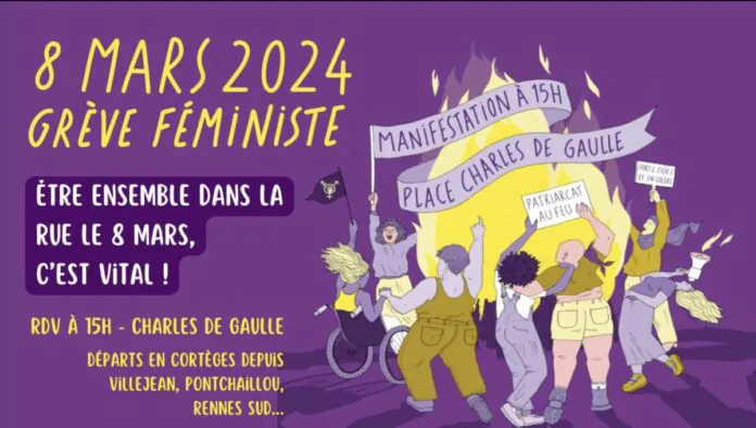 Rennes greve feministe 8 mars 2024