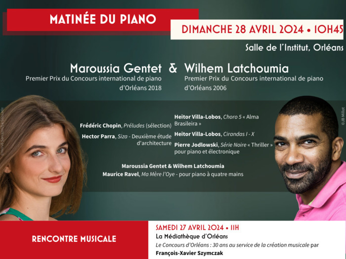 Matinée du piano avec Maroussia Gentet et Wilhem Latchoumia Salle de l'institut Orléans