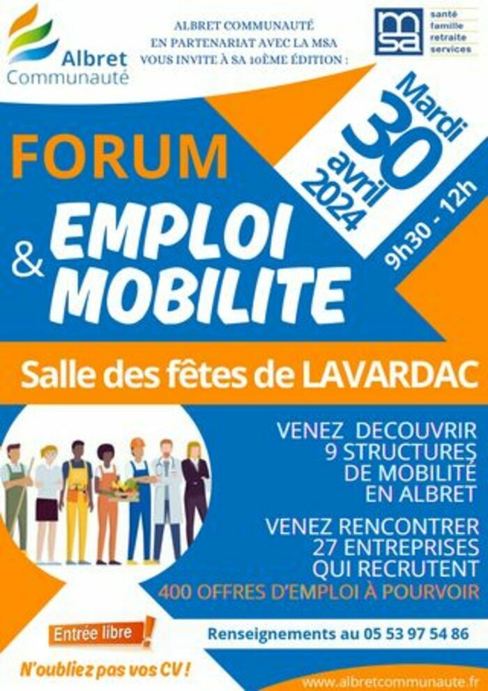 Forum "Emploi & Mobilité" à Lavardac Salle des fêtes de Lavardac Lavardac