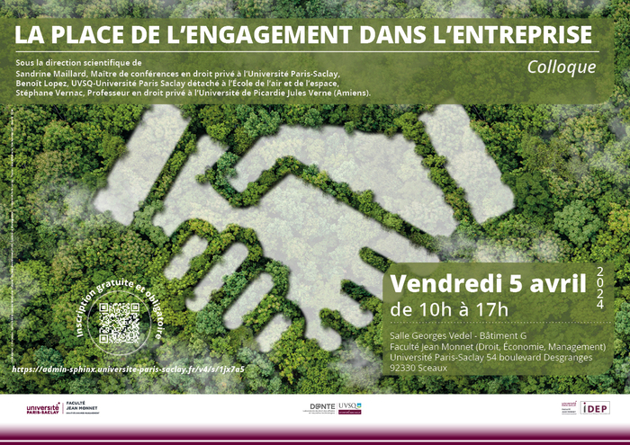 LA PLACE DE L’ENGAGEMENT DANS L’ENTREPRISE Salle Georges Vedel - Faculté Jean Monnet (Droit
