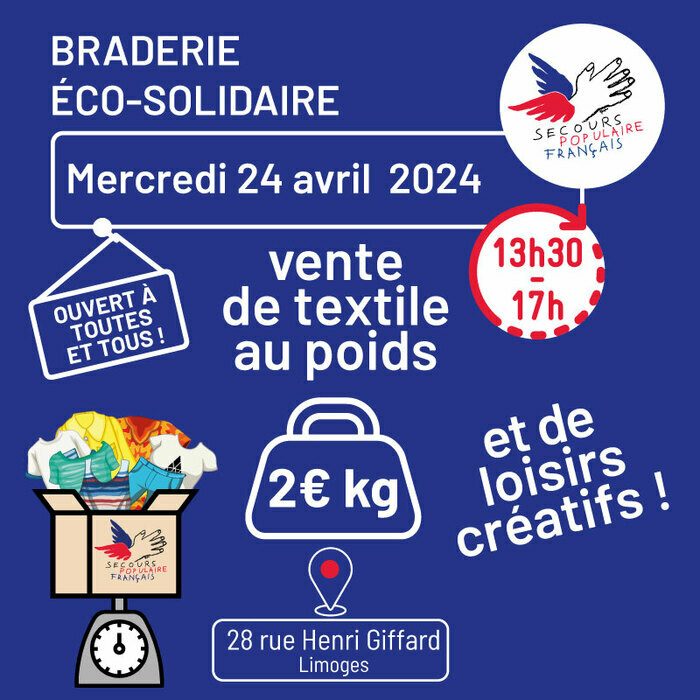 Braderie Éco-solidaire Linge au kilo Secours Populaire 87 Dons Braderies Limoges