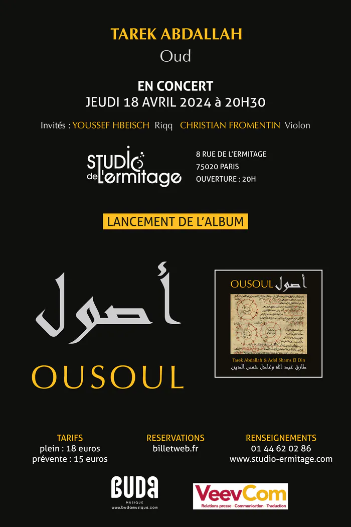 Tarek Abdallah présente "Ousoul" Studio de l'Ermitage Paris