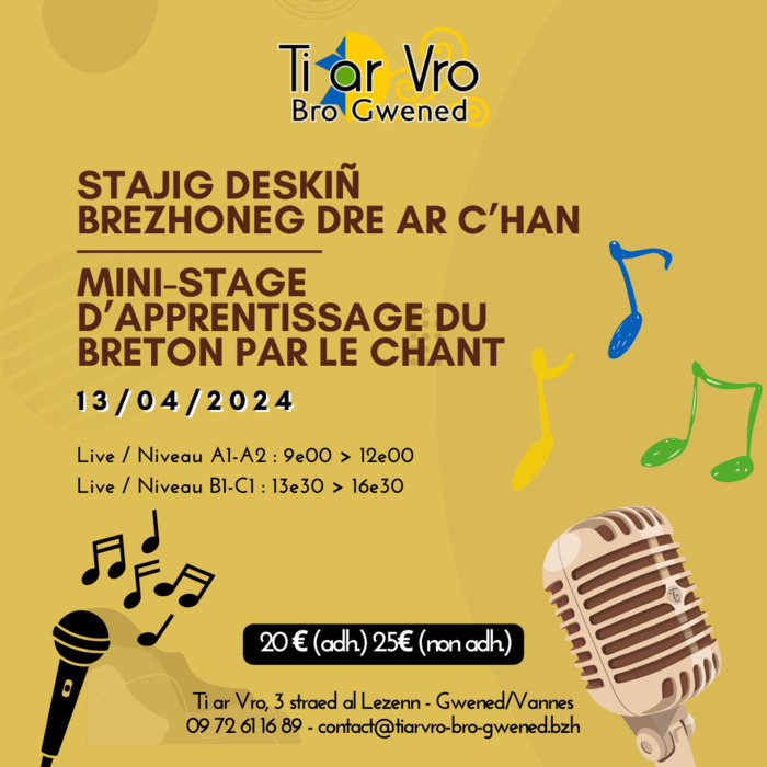 #3 Mini-stage d’apprentissage du breton par le chant Ti ar Vro - Bro Gwened Vannes