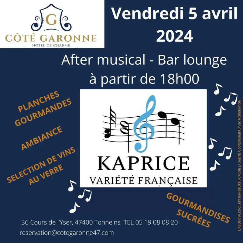 After musical à Côté Garonne Le Balcon des Dames