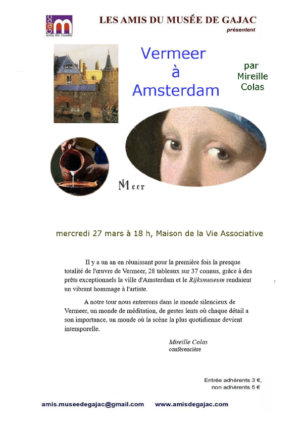 Conférence Vermeer à Amsterdam par Mireille Colas