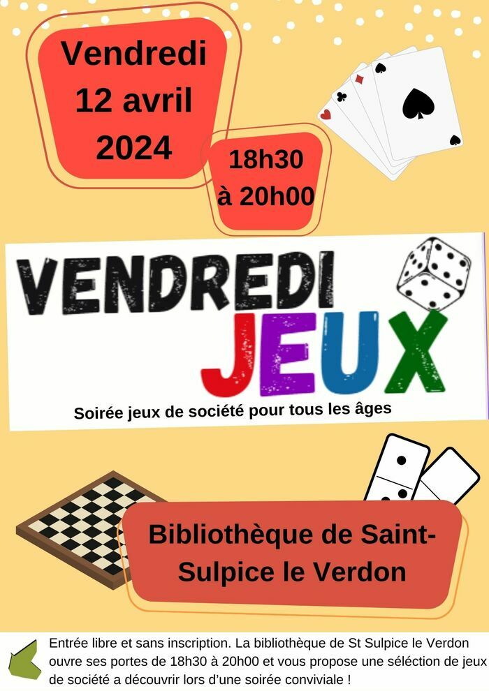 Vendredi jeux bibliothèque Saint-Sulpice-le-Verdon