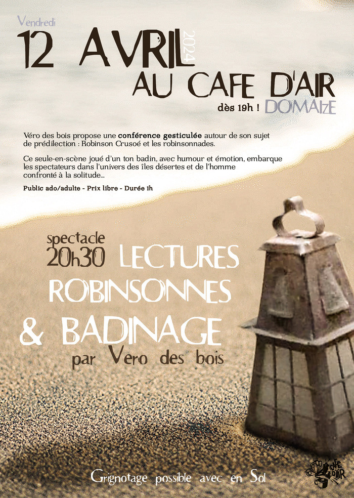 Spectacle "Lectures Robinsonnes" Café d'Air Domaize Domaize