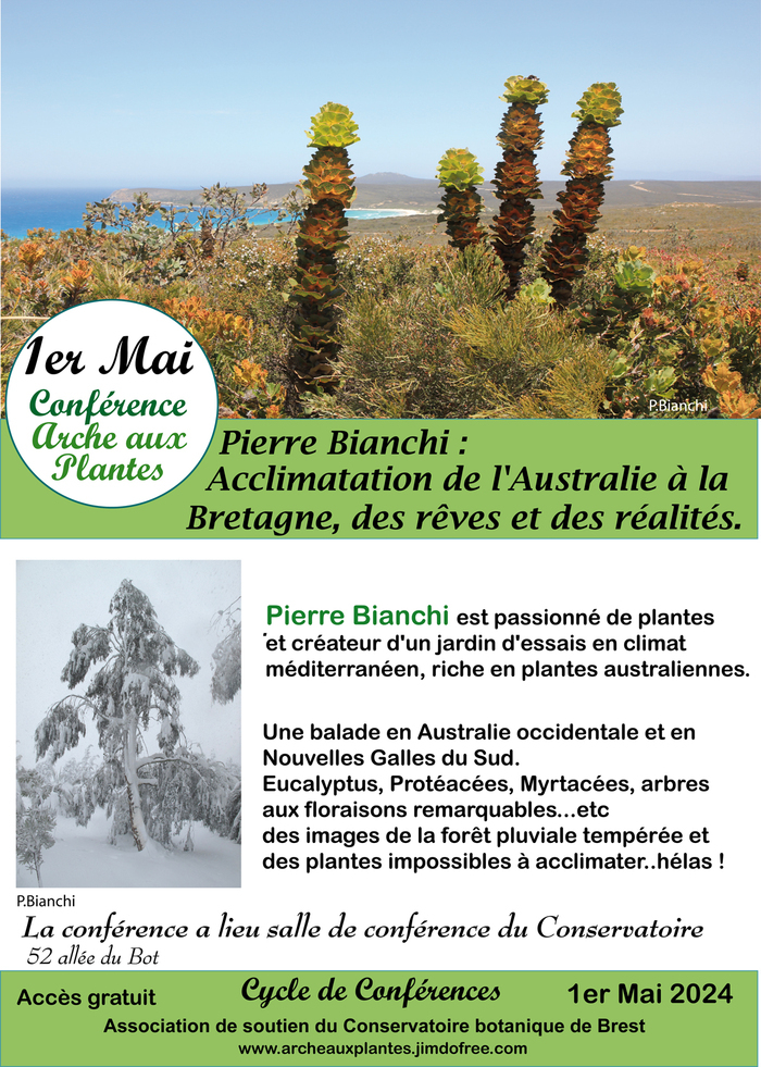 Acclimatation de l'Australie vers la Bretagne Conférence de Pierre Bianchi Conservatoire botanique