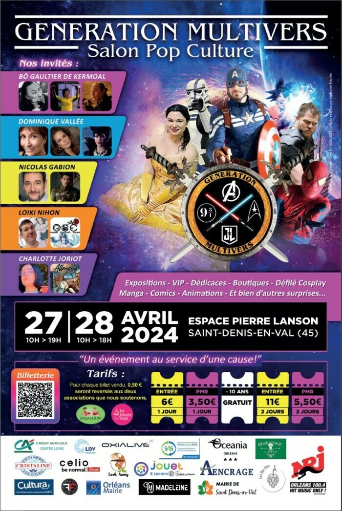 Génération Multivers Salon Pop Culture 3éme Edition espace Pierre Lanson Saint-Denis-en-Val