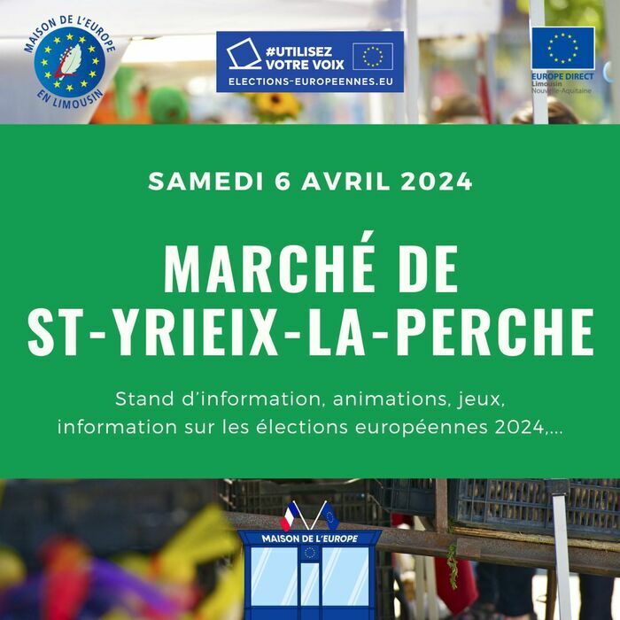 Stand d’information sur le marché de Saint-Yrieix-la-Perche Les Halles