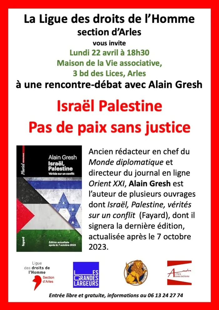 Rencontre avec Alain Gresh sur le conflit israélo-palestinien Maison de la vie associative MDVA Arles