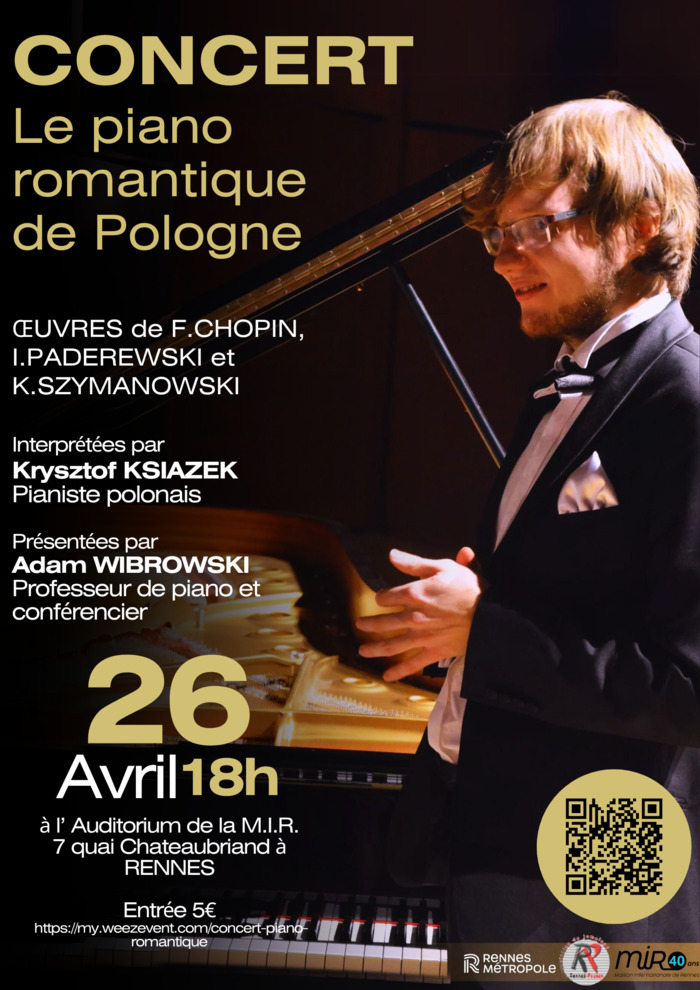 CONCERT : LE PIANO ROMANTIQUE DE POLOGNE Maison Internationale de RENNES Rennes