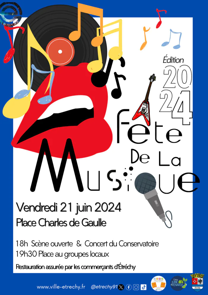 Plateau du conservatoire de musique suivi du scène ouverte aux artistes locaux Place charles de Gaulle Étréchy