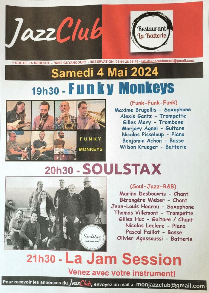 JazzClub du Restaurant La Batterie à Guyancourt - Samedi 4 mai 2024 - Début du concert à 19h30 RESTAURANT LA BATTERIE Guyancourt