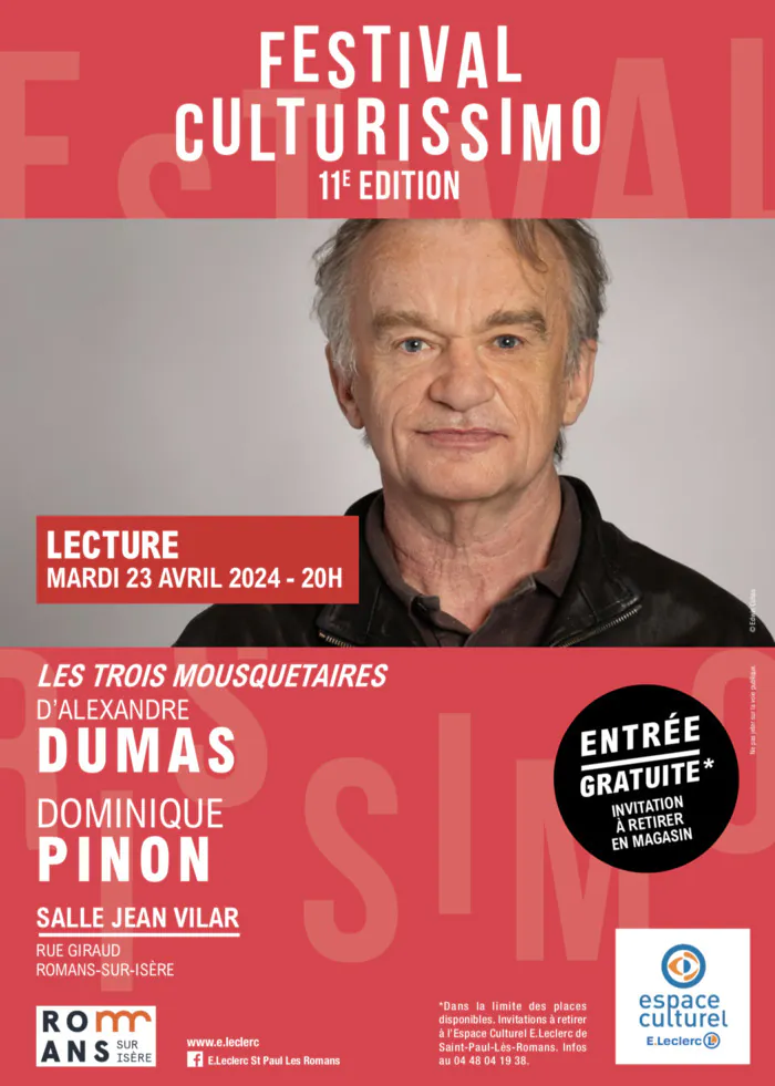 Festival Culturissimo - Lecture de Dominique Pinon Salle Jean Vilar Romans-sur-Isère