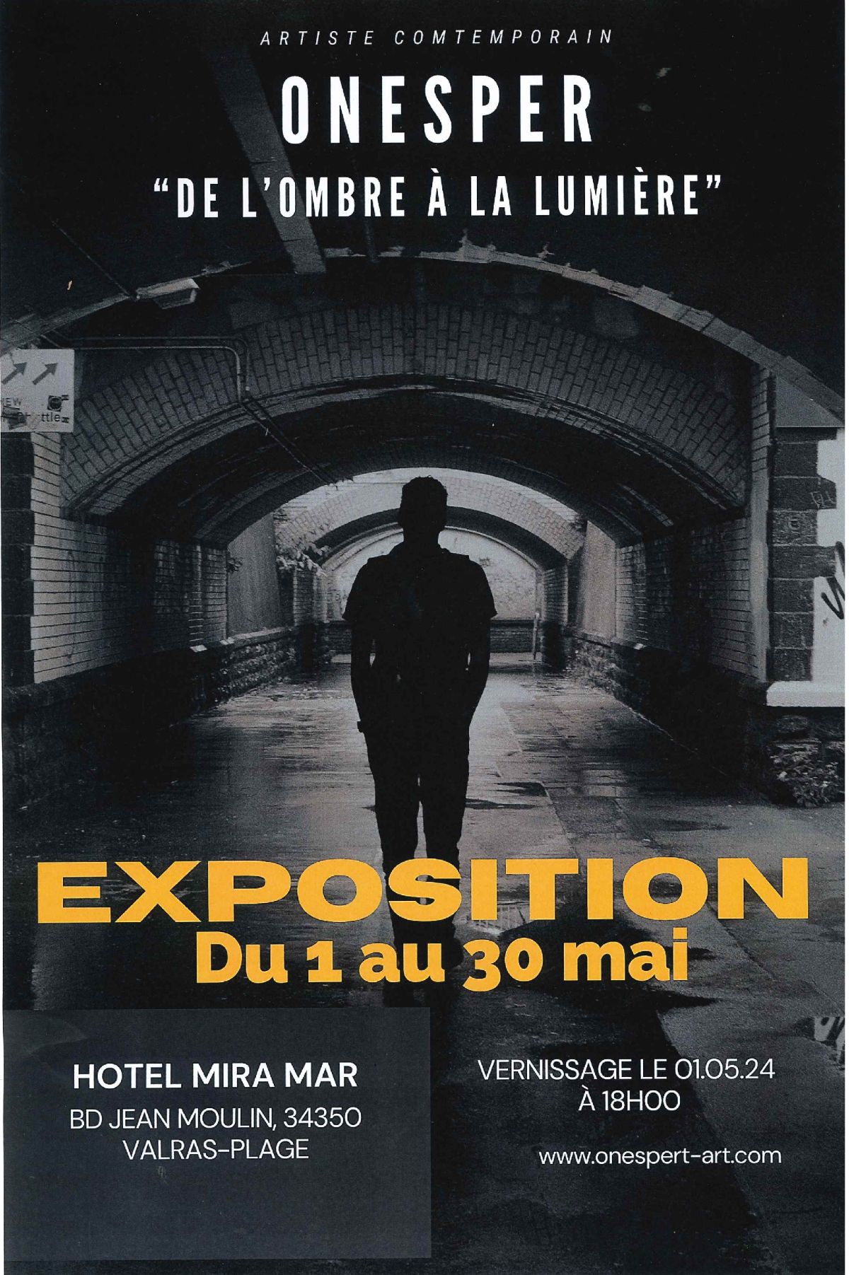 EXPOSITION HÔTEL MIRA-MAR- ONESPER " DE L'OMBRE À LA LUMIÈRE"